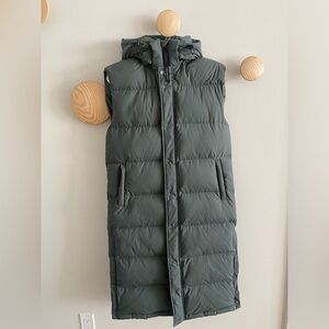 Aritzia Dark Green Long Puffer Vest